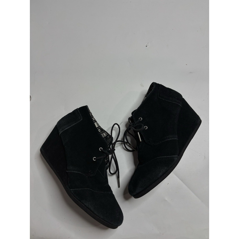 Toms Women's 10 Desert Wedge Ankle Bootie 300716 Suede Lace Up Grunge 00s Y2K‎